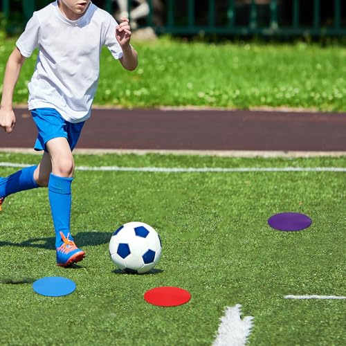 18pcs Sport Spot Markers, Non-Slip Carpet Spots Circle Floor Dots for Soccer Basketball Agility Training, Gym Pe Sports Drill Markers with Carry Bag
