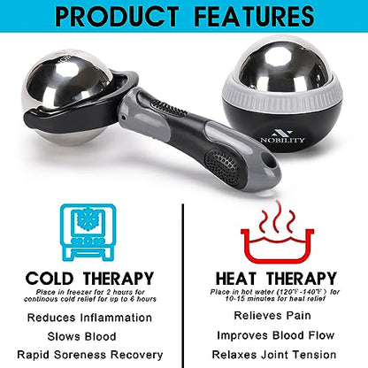 Nobility Massage Ball Roller– Ice Cold and Hot for Deep Tissue and Sore Muscle Relief of Stiffness and Stress, Body, Neck, Back, Foot, Plantar (Grey)