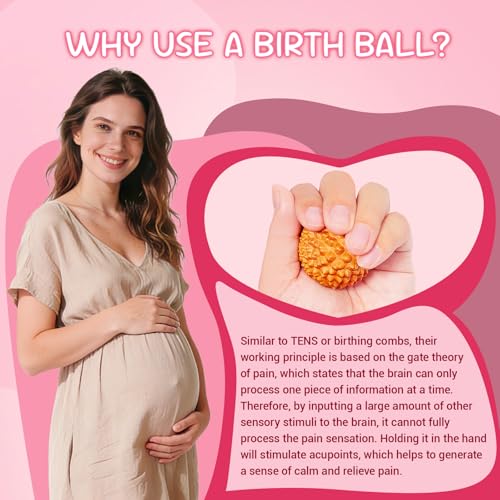 SIMPOR 3-in-1 Labor Comb and Massage Ball Set, Wooden Birth Comb with Acupressure Spiky Ball and Roller, Natural Wood Labor and Delivery Essentials for Pain Management, Pregnancy and New Mom Gifts