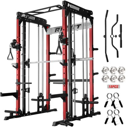 RitFit M1 Pro Smith Machine Cable Crossover Power Cage Home Gym - color: RED, size: M1 PRO