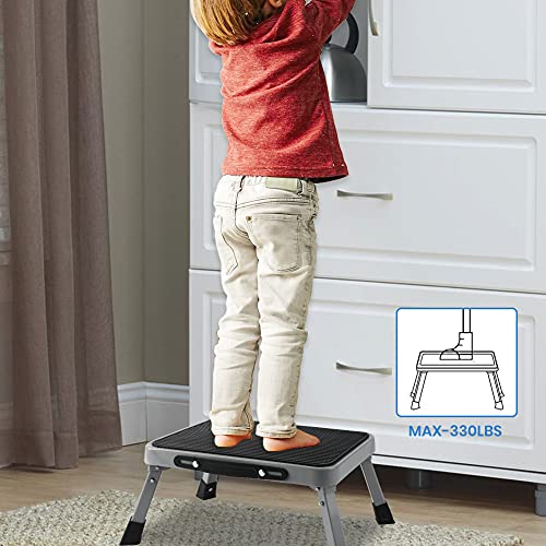 TreeLen 1-Step 330lbs Capacity Folding Metal Step Stool, Portable Step Ladder, Non-Slip, Sturdy - color: 1-step Standard