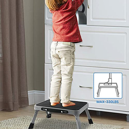 TreeLen 1-Step 330lbs Capacity Folding Metal Step Stool, Portable Step Ladder, Non-Slip, Sturdy - color: 1-step Standard