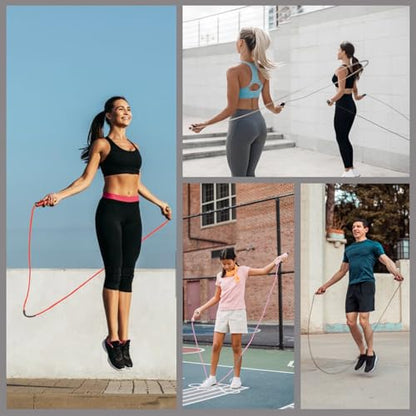 Weighted Jump Rope Nylon Adjustable - Tangle-Free Jump Rope for Women, Men, Kids, and Adults with Foam Handle, Rapid Speed with Ball Bearings, 360° Rotation Jumprope for Exercise, Fitness and Training - color: Gray