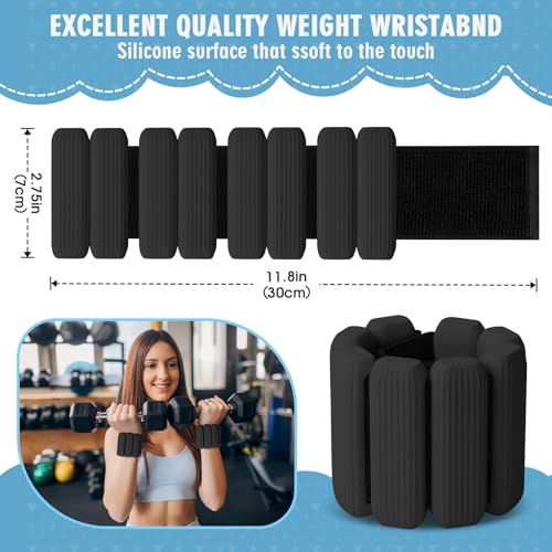 Wrist Weights, 2Pack Adjustable Wearable Wrist Ankle Weights for Women/Men, Silicone Wrist Bangles for Walking, Yoga, Pilates, and Gym, Arm & Leg Workout, 2lb - color: Black