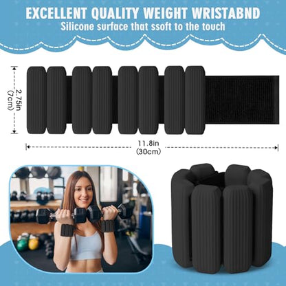 Wrist Weights, 2Pack Adjustable Wearable Wrist Ankle Weights for Women/Men, Silicone Wrist Bangles for Walking, Yoga, Pilates, and Gym, Arm & Leg Workout, 2lb - color: Black
