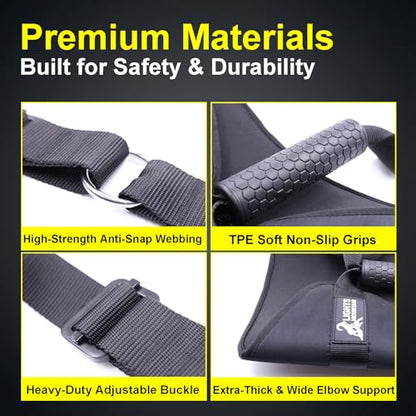 Heavy-Duty Hanging Ab Straps for Pull-Up Bar, Support for Tall Athletes, Thick Padded Arm Cradle for Core Strength & Ab Training,Compatible with Pull-Up Bars & Cable Machines
