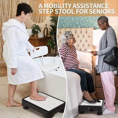 Ronlap Small Step Stools for Adults Car Step Stool for Elderly, Black-White - color: Black-white