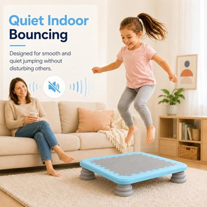 Mini Rebounder Trampoline for Kids – Springless Springlessbungee Design, EVA+PP Jump Surfaces, Non-Slip Feet, Quick Assembly, Space-Saving Size, Supports 220lbs, Perfect for Indoor, Backyard