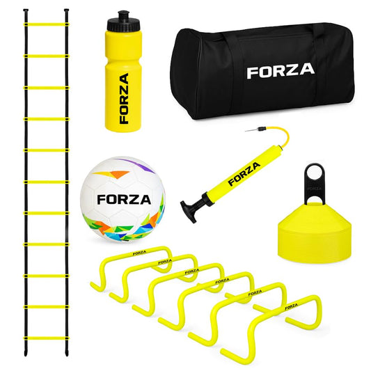 FORZA Multi-Sport Training Equipment Set – Speed Hurdles, Agility Ladder, Garden Soccer Ball, Cones, Ball Pump, Water Bottle & Carry Bag | Durable Training Gear for Soccer, & Agility Drills