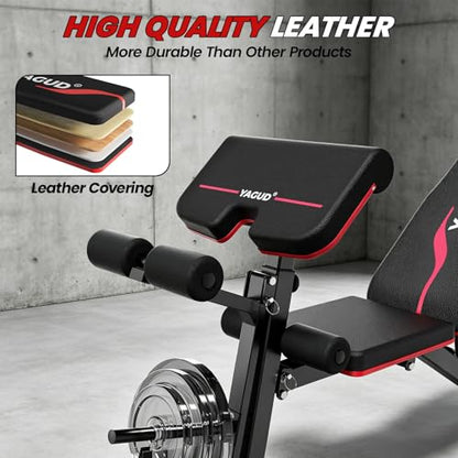 Yagud Weight Bench Press, Adjustable Workout Bench, Foldable Strength Bench - color: Upgrade Red