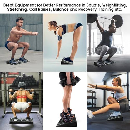 Squat Wedge Block, One-Piece Heel Elevated Slant Board for Squats | 27 x 10 in, 15° incline; stance guides, silicone pads, cross-linked PE for calf stretcher use, lunges and ankle mobility