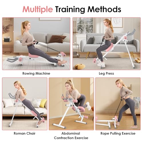 Foldable Ab Machine, 5-in-1 Adjustable Ab Trainer for Home Gym, Full-Body Core Workout Equipment