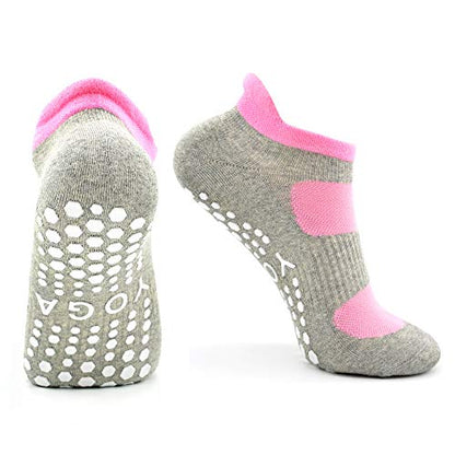 Busy Socks 2 Pack Women Ankle Non Slip Yoga Pilates Grip Socks with Cushion - color: 2 Pairs Gray