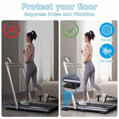 Non-Slip Treadmill Mat Pads, 4x4 Inch High Density Silicone Exercise Equipment Mat - Double-Sided Anti Vibration Pad for Treadmill, Walking Pad, Exercise Bike, Floor Protection