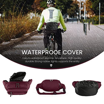 CXWMZY Fanny Packs For Women & Men Waist Pack Hip Bum Bag with Multi-Pockets Large Capacity Waterproof Casual Bum Bag for Disney Traveling Casual Cycling Running Hiking (Wine Red) - color: Wine Red