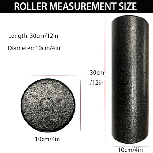 Travel Size Back Roller, High Density Foam Roller for Back Stretching, Physical Therapy, Yoga, Pilates, Post Workout Muscle Recuperation, 12" X 4" Round (Black)