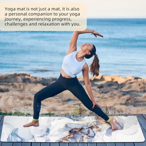 FOLAI Extra Thick Yoga Mat 6mm，pilates mat thick - Non-Slip Exercise Mat for HIIT, Pilates & Home Workouts & Workout with Free Carry Strap - color: ink