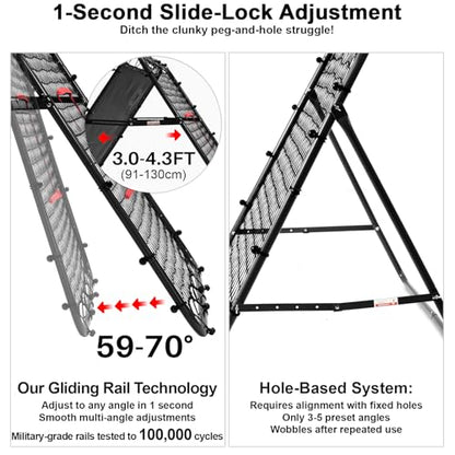 Adjustable Soccer Rebound Net | Double-Angle Soccer Trainer with Steel Frame | Portable Folding Rebounder for Passing & Shooting Practice | Outdoor Sports Equipment for Youth & Adult