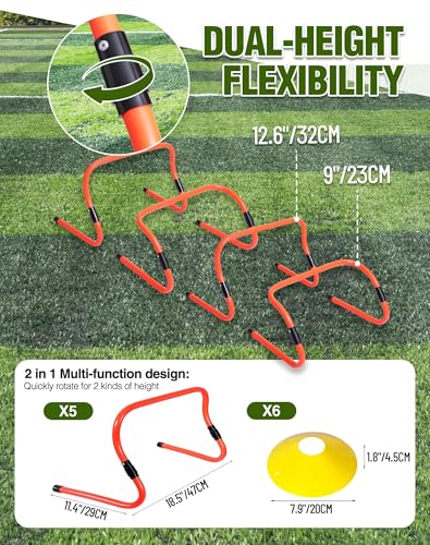 30Pcs Wickets Track and Field, Adjustable Height Speed Training Hurdles, Portable Speed Training Equipment for Kids, Athletes, Basketball, Baseball, Soccer, Football Sports Equipment