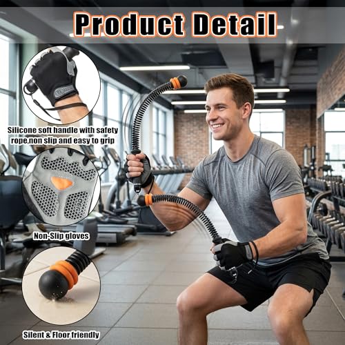2Pcs Adjustable Weighted Ropeless Battle Ropes - Cordless Resistance Training Ropes with Non-Slip Gloves & Workout Poster, Portable HIIT & Low-Impact Home Gym Equipment for Men & Women