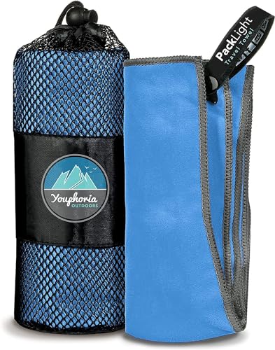 Youphoria Microfiber Travel Towel Fast Drying Lightweight - Quick Dry Towel for Camping, Beach, Backpacking, Hiking & Sport - color: Blue/Gray, style: 28" x 56" (Medium)
