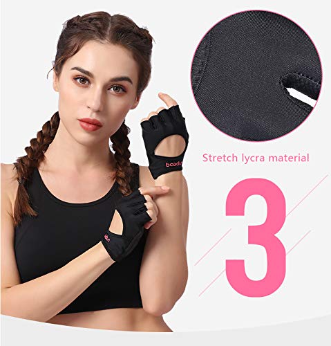 Anser 7150282 Woman Half Finger Girl Short Fingerless Gloves for Indoor Yoga Gym Fitness Body Building Training - color: Black
