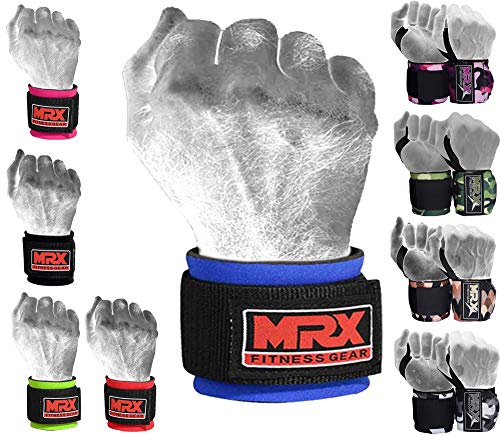 MRX Weight Lifting Wrist Wraps for Wrist Support Lifting Straps Gym Bodybuilding Training Workout for Men and Women - color: Blue
