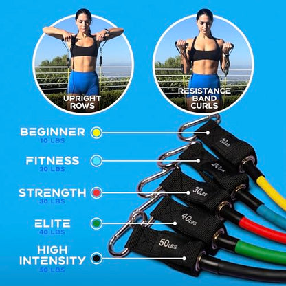 Xeela Full Body At Home Workout Equipment with 3-Month Digital Guide Included, Quality Portable Fitness Equipment with Jump Rope, Resistance Bands with Handles, Ankle Straps for All Fitness Levels