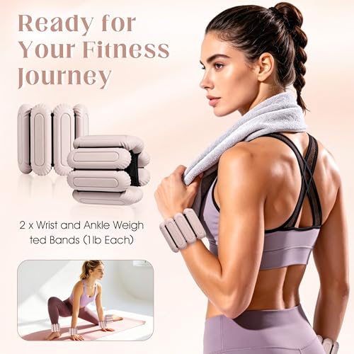 Wrist Weights for Women & Men, 2lb Silicone Wrist Ankle Weights - color: Beige