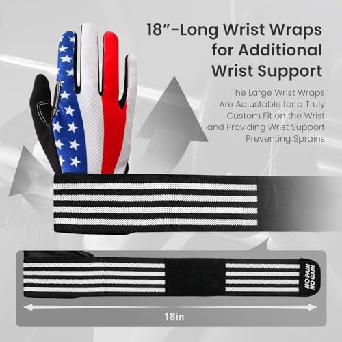 FINGER TEN Weightlifting Workout Gloves Men - color: USA Flag, size: Medium