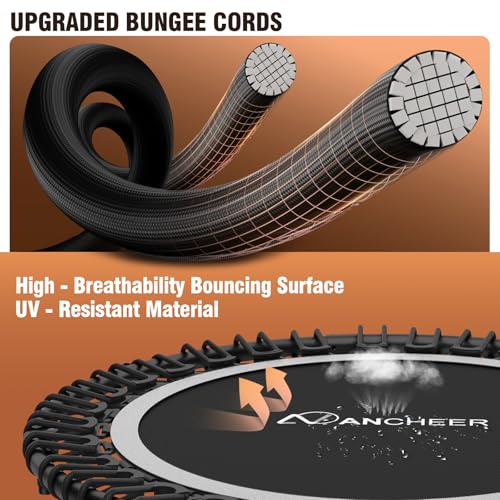 ANCHEER Fitness Trampoline,40"/48" Bungee Rebounder with Adjustable Handle - color: Silver