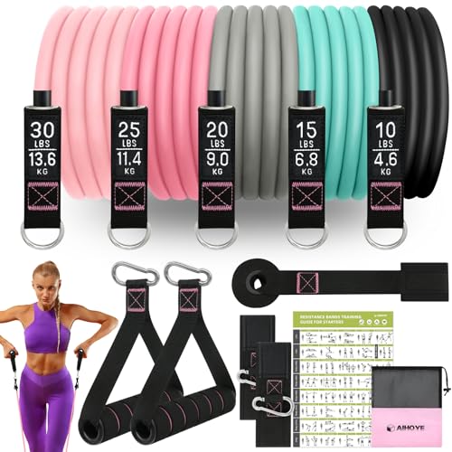 Resistance Bands for Working Out, Exercise Bands with Handles, Stretch Bands for Exercise, Workout Bands with Door Anchors for Physical Therapy & Strength Training