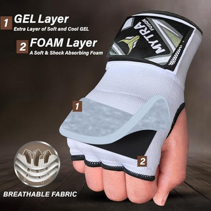 Mytra Fusion Gel Padded Inner Gloves Boxing Hand Wraps for Kids, Boxing Wraps with 80 cm Long Wrist Strap for MMA, Kickboxing, Punching, Martial Arts & Muay Thai Hand Wraps - color: White