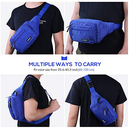 CXWMZY Fanny Packs For Women & Men Waist Pack Hip Bum Bag with Multi-Pockets Large Capacity Waterproof Casual Bum Bag for Disney Traveling Casual Cycling Running Hiking - color: Blue