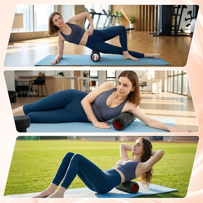 Foam Roller for Deep Tissue Massager, Patented Exercise Roller - color: Black