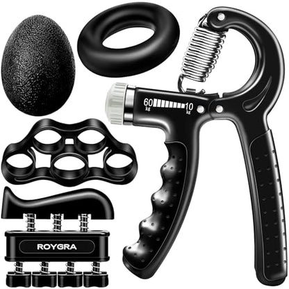 Grip Strength Trainer (5 Pack), Forearm Strengthener, Hand Strengthening Devices, Hand Exercisers for Strength, Finger Strengthener, Wrist Exerciser, Baseball Climbing Calisthenics Basketball