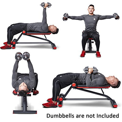 Compact Weight Bench with Dumbbel Rack Flat Incline Sit up Bench for Home Gym Workout
