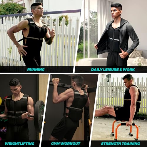 45lb/35lb/19lb Weighted Vest Men Women, Adjustable Rucking Vests for Walking with Zipper/Removable Silicone Weights, Strength Training Workout Vest for Running GYM Home, Detachable Reflective Strips