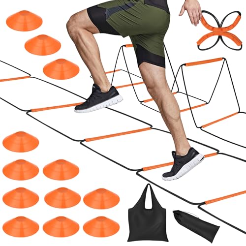 Agility Ladder, Speed Ladder, Agility Ladder Speed Training Equipment, Football Ladder, Footwork Ladder, Training Ladder for Footwork, Foldable Quick Assembly & Non - Tangling & Storage Bag - size: 8 Rungs