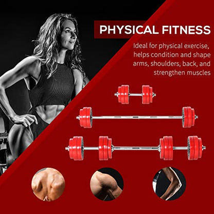 Soozier Adjustable Dumbbell Set, Convertible to Barbell Weight Set for Home Gym Women and Men Weight Lifting Training.