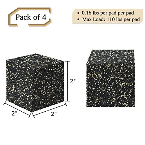 Subwoofer Isolation Pad - 4 Pcs 2 X 2 X 2 Inches Bass Reduction Floorstanding Speakers Mat Riser - Thick Large Rubber Cork Anti Vibration Pads for Heavy Machine Equipment Studio Monitor Stands