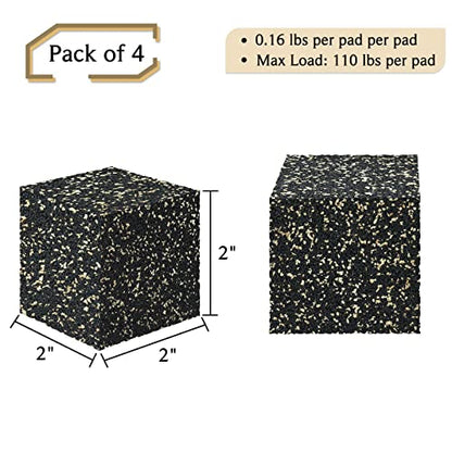 Subwoofer Isolation Pad - 4 Pcs 2 X 2 X 2 Inches Bass Reduction Floorstanding Speakers Mat Riser - Thick Large Rubber Cork Anti Vibration Pads for Heavy Machine Equipment Studio Monitor Stands
