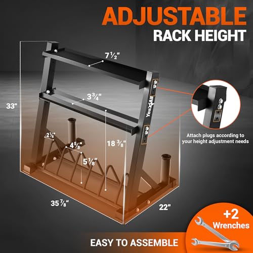 Yes4All 6 Pegs & 4 Barbell Storage Racks Load Up to 1190 LBS - Wall Mounted Weight Plate Tree & Barbell Holder