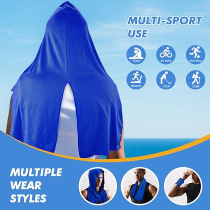 Cooling Hoodie Towels, Instant Cooling Towels for Neck and Face, UPF 50 Sun Protection, Ice Towel for Hot Weather, Head Towel for Sports, Camping, Cycling & More Activities