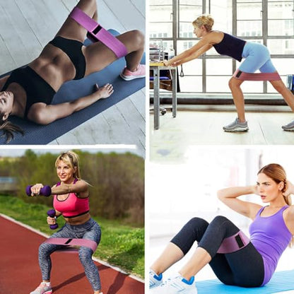 INOOMP Resistance Hip Bands Set of 3 with Anti-Slip Natural Latex, Butt Lifting and Leg Workout Fitness Bands for Squats and Glute Training with Mesh Bag and Instruction Guide