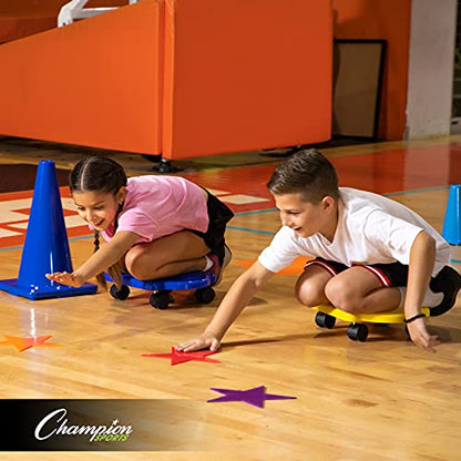 Champion Sports Round Poly Spot Markers for Sports, Activities, and Social Distancing - 10-inch, Set of 12 - Orange