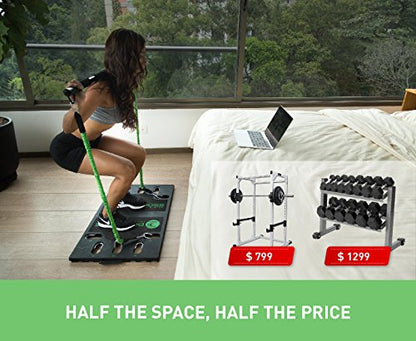 BodyBoss Home Gym 2.0 - Full Portable Gym Home Workout Package + 2 Extra Bands, Green