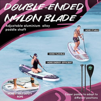 11'6"x35" Inflatable Paddle Board, 450lbs Extra Wide Stand Up Paddleboard for Adults with Premium SUP Accessories Kit & Backpack, Blow Up Kayak Non-Slip Stable Deck Boat for Yoga Fishing Surf - style: Pink