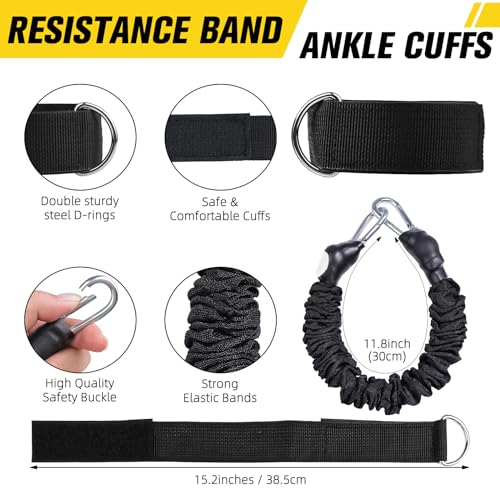 Vertical Jump Trainer Leg Strength Ankle Resistance Bands with Cuffs Workout Equipment for Fitness Basketball Volleyball Tennis Jumping Strength Training Equipment