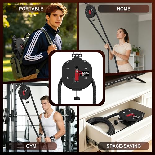 Endless Rope Trainer, Portable Pulley System with Adjustable Resistance, Home Gym Suspension Infinity Rope with 14 FT Closed-Loop, for Grip, Arms, Back, Body Coordination Exercises
